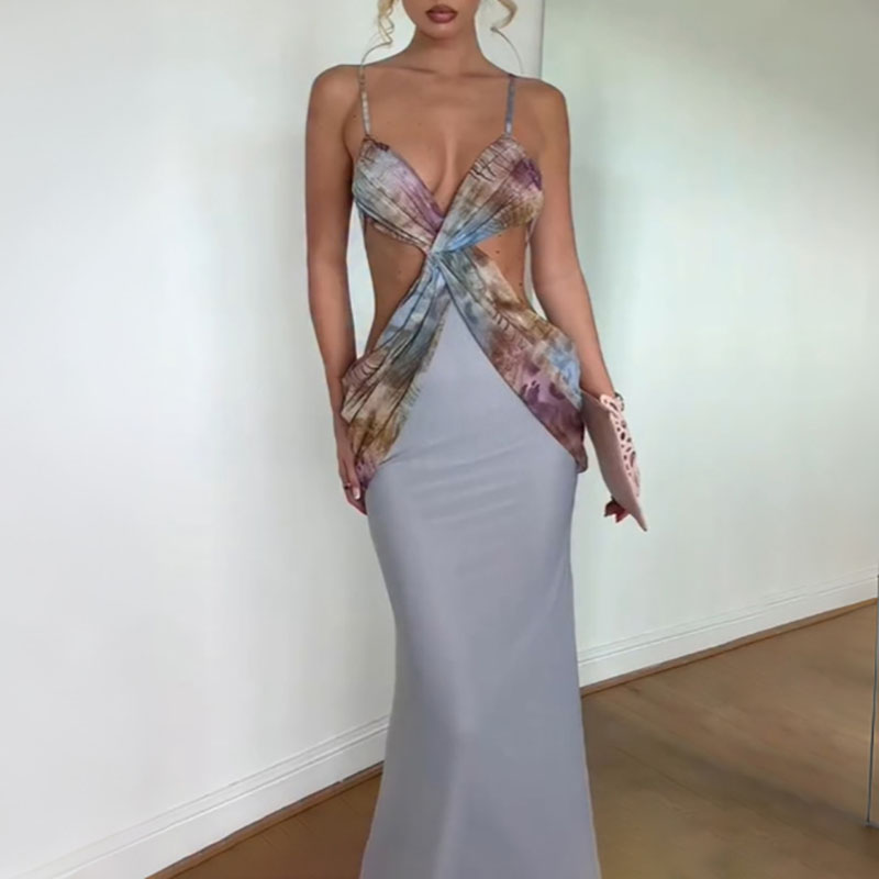 Mesh Strap Metal - Robe de soirée élégante à imprimé