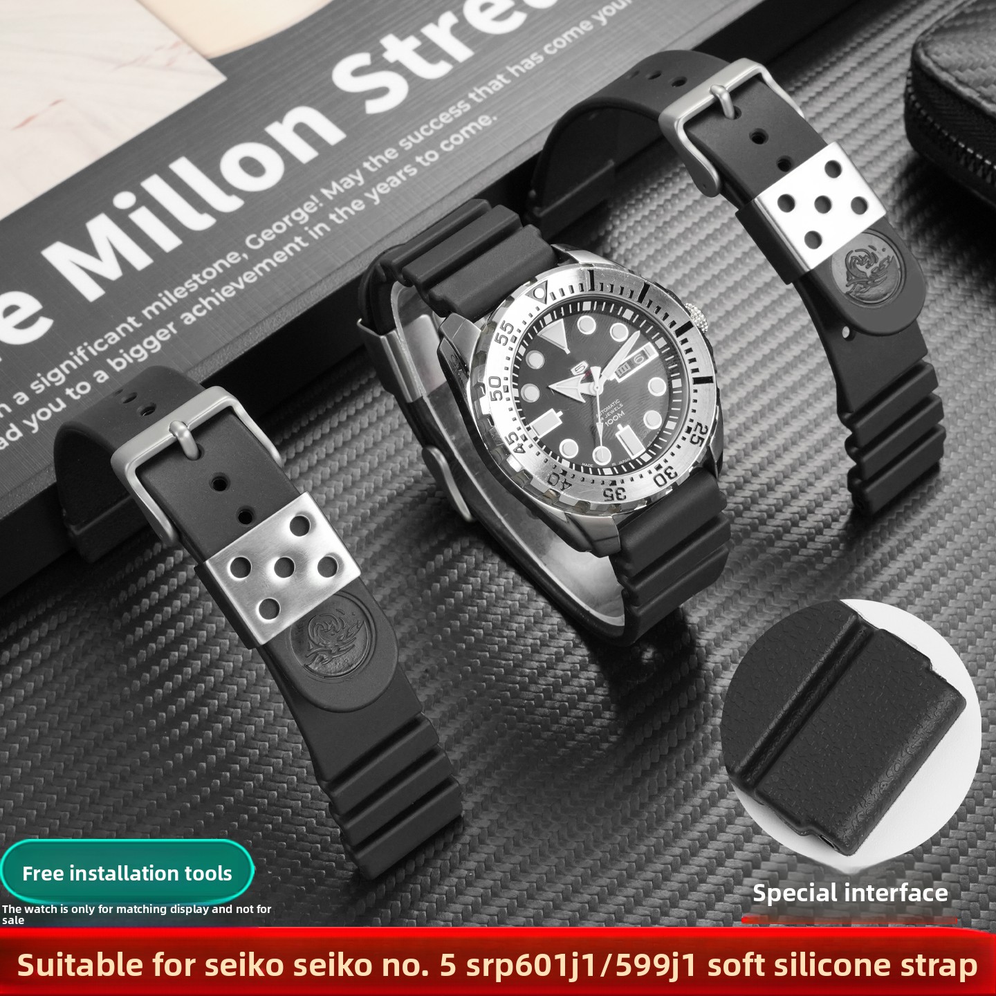 Seiko Watch 5 Sports - Bracelet de montre en silicone 22mm