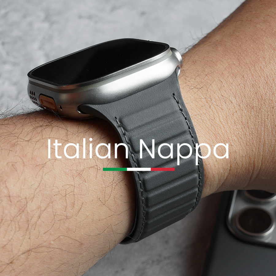 Suede Strap Watch - Bracelet magnétique Nappa véritable pour Apple
