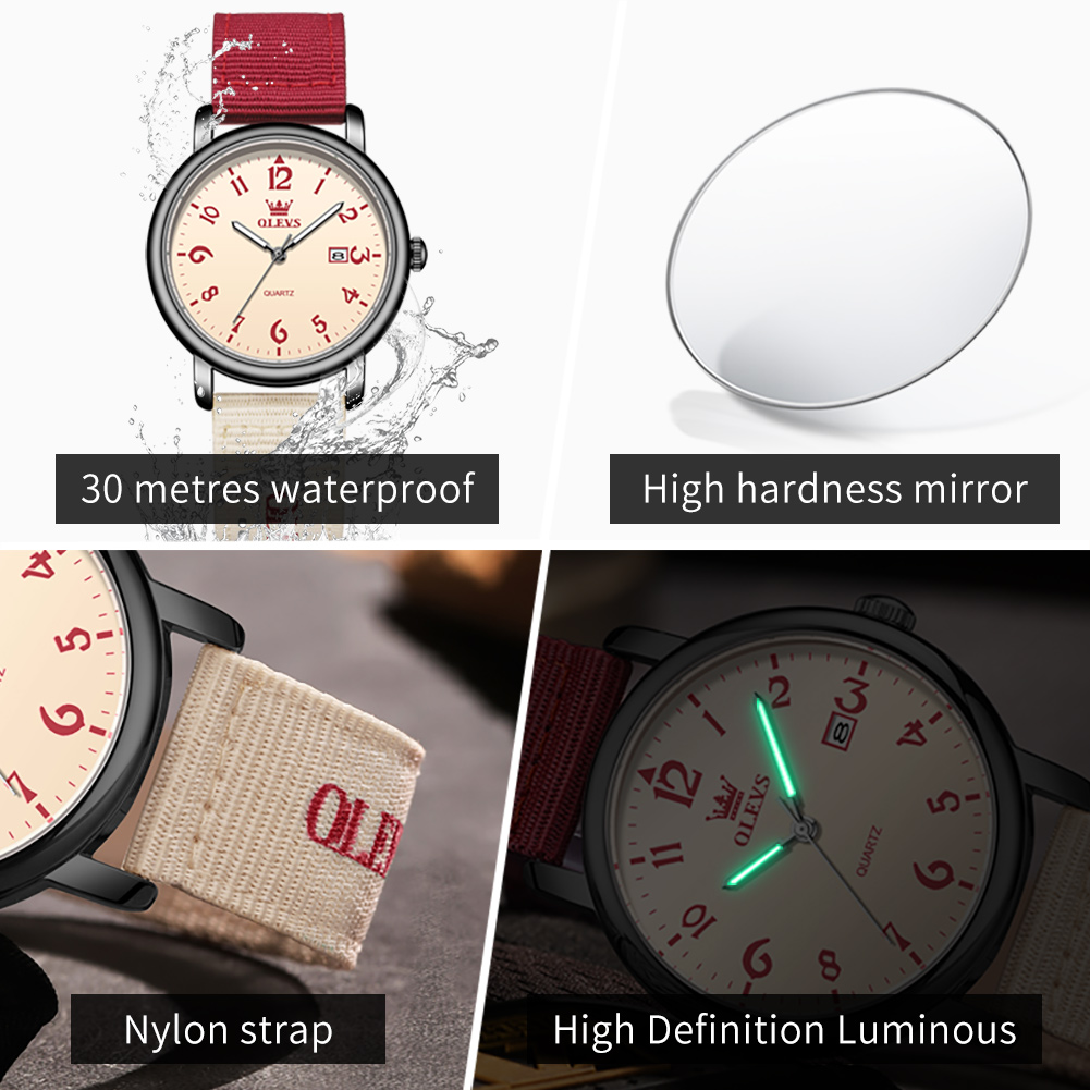 Montre à quartz OLEVS, nouvell - Canvas Strap Watch avis et prix