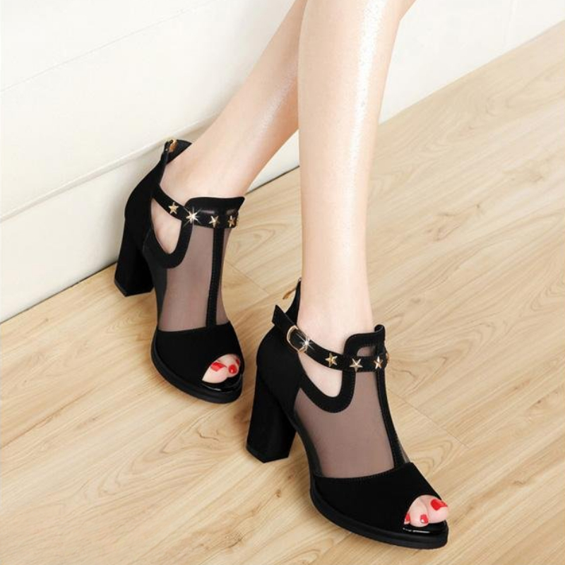 Sandales à talons hauts compen - Mesh Strap Metal avis et prix